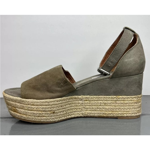 Steve Madden Size 8.5 Genuine Suede Apolo Espadrille Wedge Sandals Gray/Grn NWOT - Picture 4 of 8